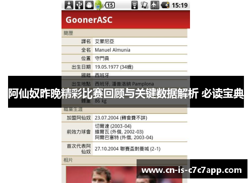 阿仙奴昨晚精彩比赛回顾与关键数据解析 必读宝典